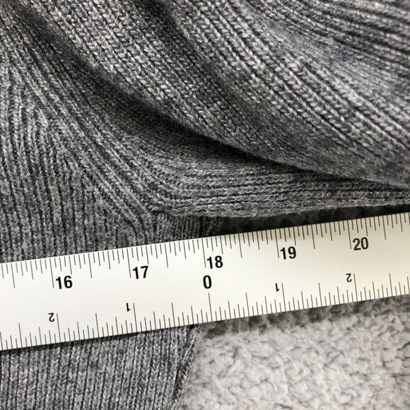 Soft Surroundings Sweater Womens L Ribbed Scoop Neck Gray Wool Blend Fitted - Picture 7 of 8